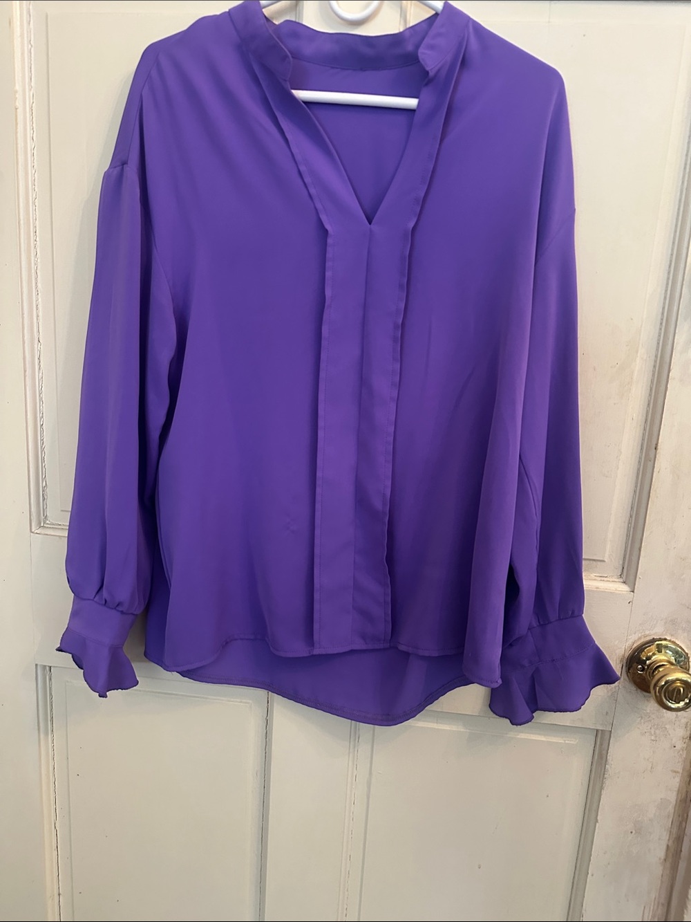 Chiffon Split-Neck Blouse in Purple